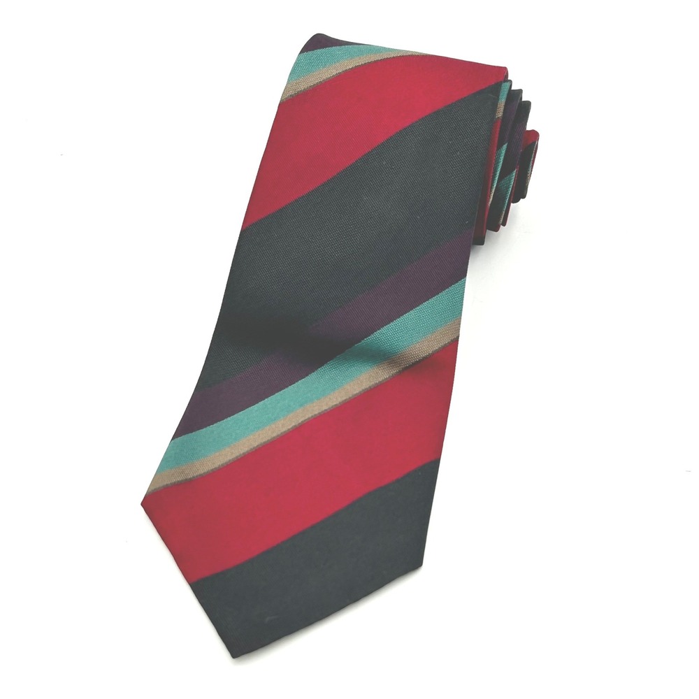 Countess Mara Belgravia Necktie Red Black Striped Mens Classic Silk EUC